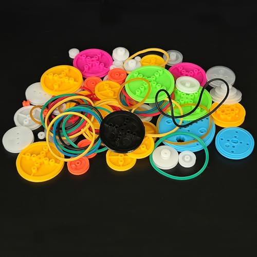 95PCS Belt Pulley Set Plastic Belt Pulley with Rubber Band for RC Car Truck Robot DIY Model Toy Accessories (95)