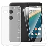 Coque TPU Imprimée + Lot de 2 Vitres Trempées Compatible avec LG Nexus 5X, Coque Artistique Fine Antichoc, Résistante aux Rayures, Protection Complète