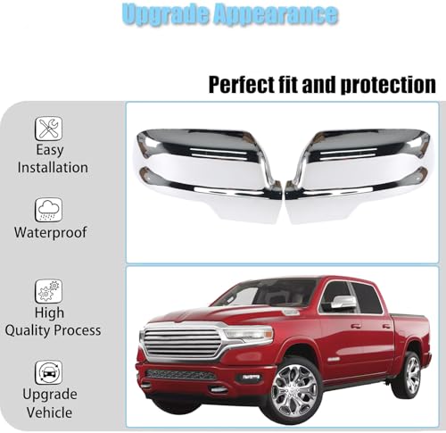 AUCERAMIC Chrome Plated Mirror Covers caps Fit for 2019-2024 Ram 1500 by AUCERAMIC - Image 6