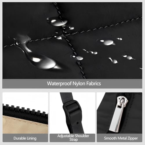 Quilted Shoulder Bag Purses for Women Nylon Crescent Puffy Purses Handbags with Adjustable Straps2