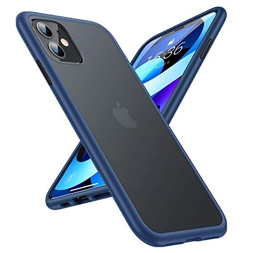 TORRAS Shockproof Compatible for iPhone 11 Case, [6FT Military Grade Drop Protection] Translucent Hard Back with Silicone Bumper, Slim Non-Slip iPhone 11 Phone Case (6.1''), Cerulean Blue