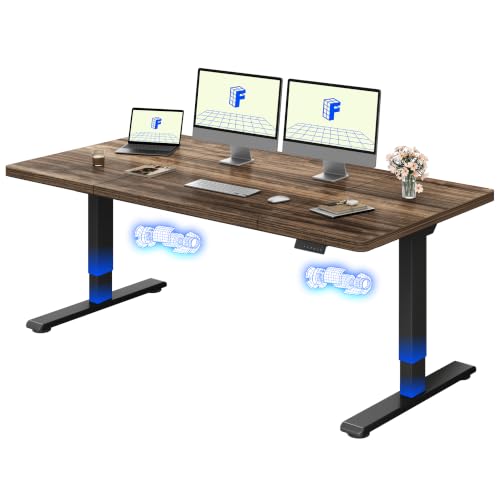 FLEXISPOT Scrivania Regolabile in Altezza 180x80 cm Con 2 Motori Potenti, Tavolo Stabile Con Funzione di Memoria (Nero+Marrone)