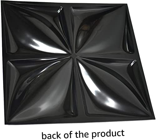 Art3D Matt Black 3D Wall Panel Pvc Flower Design Cover 32 Sqft, For Interior Wall Decor In Living Room,Bedroom,Lobby,Office,Shopping Mall #TOP4