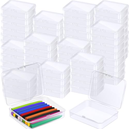 Dcocdeely 50 Pcs Plastic Crayon Box Holds 24 Crayon With Hinged Lid, Clear Crayon Organizer Crayon Holder Case Crayon Storage Containers for Art Crafts School Classroom Supplies (50)