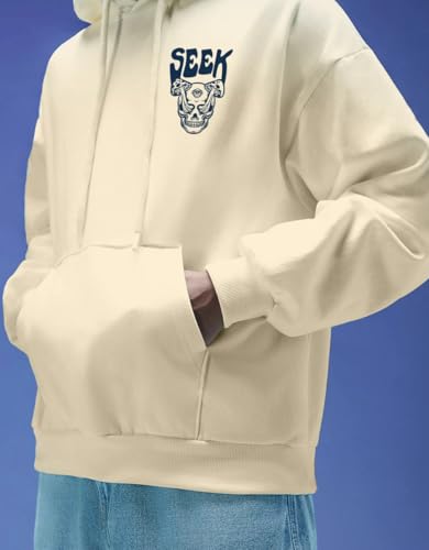 Image of Veirdo Cotton Poly Fleece Oversized Hooded Sweatshirt Baggy Fit Stylish Pocket Graphic Printed Hoodie for Men (Available in Sizes: S to 3XL)