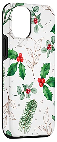 Iphone 12/12 Pro Mistletoe Holly Berries Christmas Greenery Holiday Pattern Case #TOP2