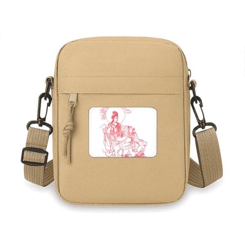 Sac à bandoulière Rouge Guanyin : mini sac à main illustré pour femme