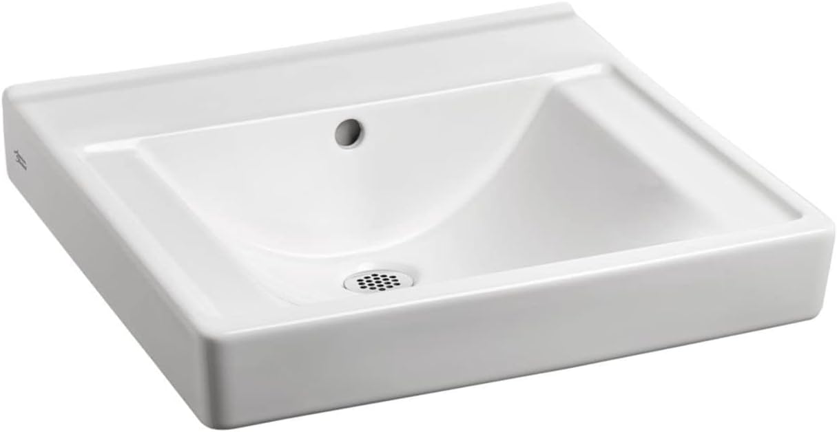American Standard 9024000EC.020 Decorum Ceramic Wall Mounted Rectangular Bathroom sink, 20.06 L x 18.25 W x 5 H, White