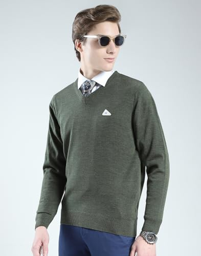 Image of Monte Carlo Men's Regular Fit Pullover | Solid V Neck Style | Full Sleeves Pull On | Warm & Stylish Winter Fashion Sweater | Winter Sweater for Men's