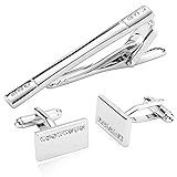 Skcess Edle Manschettenknöpfe Silber, Manschettenknöpfe Herren Rechteck Manschettenknopf-Set Rostfreier Stahl Geschenke für Herren Und Damen