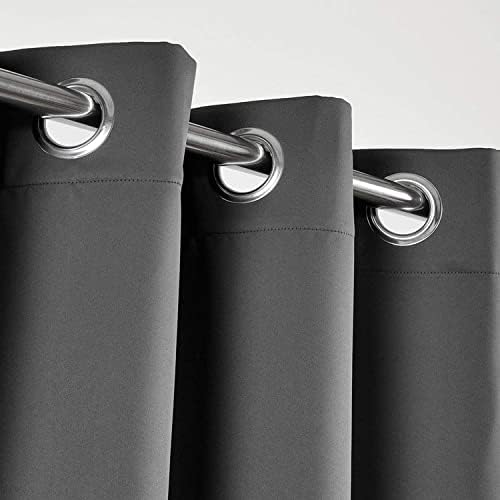 Aspire Homeware Blackout Curtains 90x90 Grey Eyelet Curtains for Bedroom - Thermal Insulated Ring Top Soft Living Room Curtain, 2 Panels + Matching Tiebacks