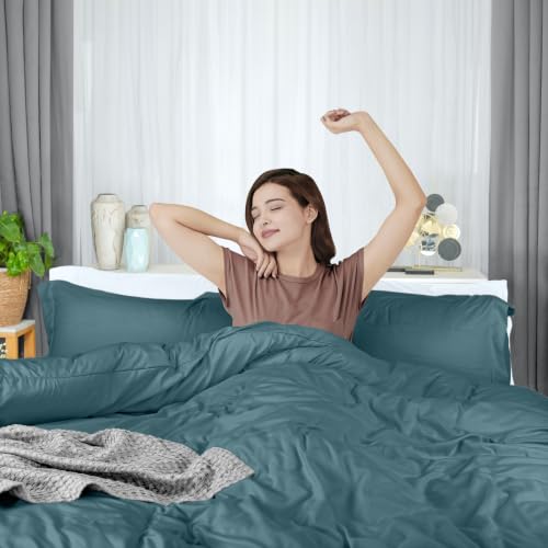 Image of Duvet Cover King, 3 PC Cotton Like Polyester, Zipper Closure, Blue Heaven