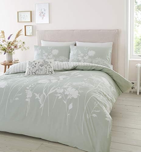 Catherine Lansfield Bedding Meadowsweet Floral Super King Duvet Cover Set with Pillowcases Blush Pink