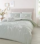 Catherine Lansfield Meadowsweet Floral Reversible Single Duvet Cover Set with Pillowcase Green