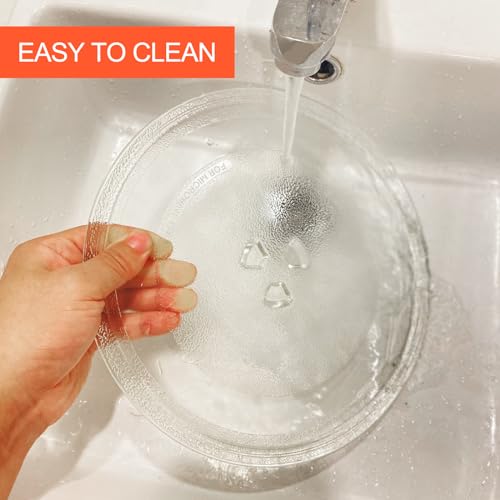 WinGluge Mikrowellenteller Glas 24,5 cm, Mikrowelle Mikrowellen Teller, Drehteller Glasteller Mikrowelle Zubehör, Ersatz Drehteller Y-Förmiger mit 3 Befestigungen für Mikrowelle mit Rundem Ständer