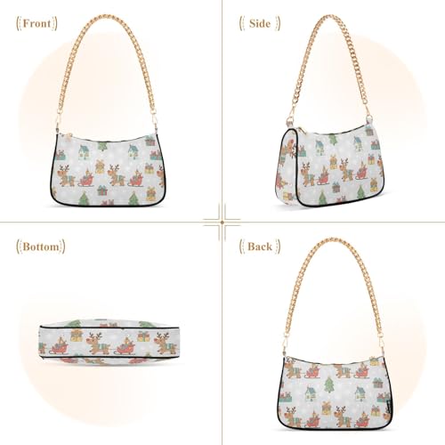 Sac à main tendance en cuir gris clair femme motif traîneau - 2