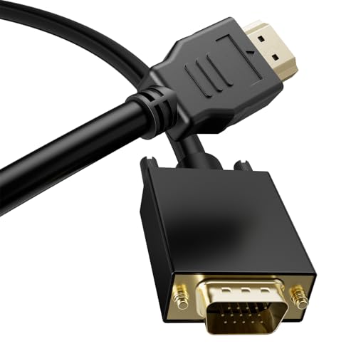 SNLLMZI HDMI to VGA, HDMI to VGA Cable 6 Feet (Male to Male) with Gold-Plated Connectors – Compatible with Laptop, PC, Monitor, Projector, TV, Xbox, Roku & More