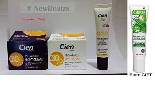 Set of 3 Cien Anti-wrinkle Cream (50 Ml Day Cream + 50 Ml Night Cream + 15 Ml Eye Cream) Best Before 07/2017 New Sealed + 1 Free Gift (Eye Fluid Alterra)