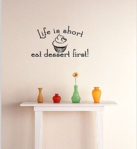 Dnven Kitchen Wall Decals Life Is Short Eat Dessert First Cupcake Ice Cream Waterproof Dining Rooms Quotes Words Sayings Wall Decals Modern Home Wall Decors Stickers 17 Inches X 8 Inches #TOP2