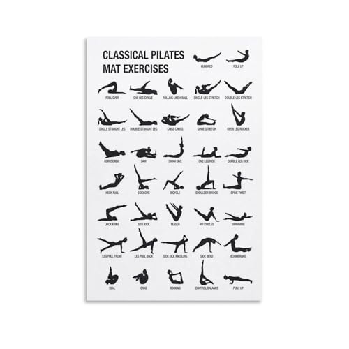 Pilates Workout Chart Poster Classical Pilates Mat Exercises Poster Yoga Room Wall Decor Canvas Painting Posters And Prints Wall Art Pictures for Living Room Bedroom Decor 12x18inch(30x45cm) Unframe-