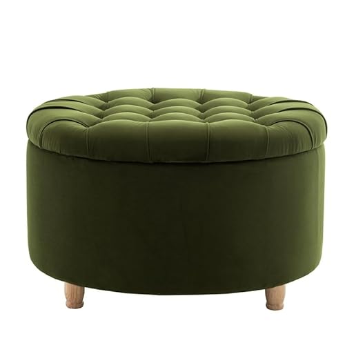 Niche Knight 28-Inch Large Round Pintucked Storage Ottoman with Lift-Off