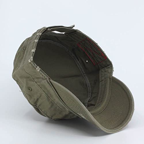 Image of The Vintage Year Washed Cotton Distressed Cadet Hat - Tactical Military Baseball Cap for Men & Women, Outdoor Casual Wear