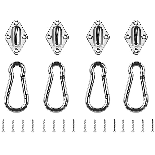 HOMPER M6 Sonnensegel Befestigungs Kit, Sonnensegel Zubehör Montage für Viereckigen Dreieckigen Sonnensegeln Rostfreier Edelstahl(8-teiliges Set für Viereck + 16st Schrauben)