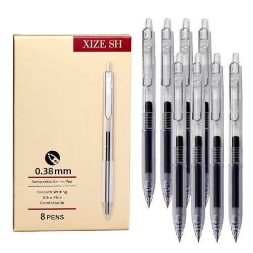 XIZE SH Bolígrafos Retráctiles Rollerball Punta Ultra Fina 0.38mm Pack 8 miniatura 1