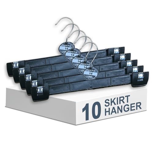Skirt Hangers Trouser Hanger Multi Pack Black Plastic Dress Shorts Hanger with Non-Slip Big Clips Space Saving and 360 Rotatable Hook (1 time Used)