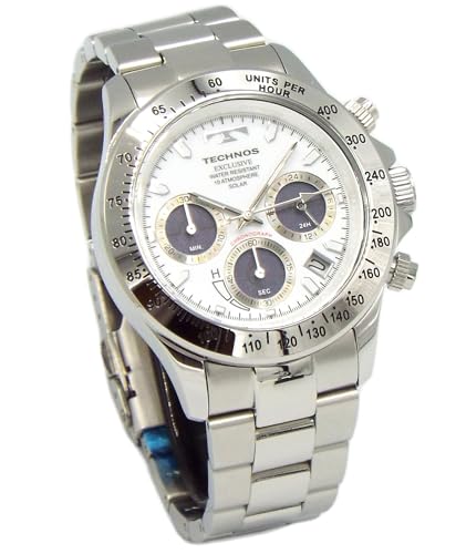 TECHNOS SOLAR WATCH �e�N�m�X �\�[���[ �N���m�O���t �����d �����Y�r���v �z���C�g TAE4001ASW [���s�A���i]