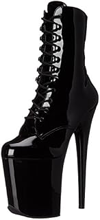 Pleaser Women's Flam1020/B/M Boot, Black Patent/Black, 8 M US