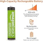 Amazon Basics AAA High-Capacity Rechargeable Batteries, Pre-Charged, 8-Pack