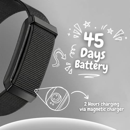 Image of pTron Reflect ACE Smart Fitness Band w / 45 Days Battery Life, 112 Sports Modes, Heart Rate, SpO2, Stress, Sleep Tracking, HRV, Smart Notifications, 1-Key Measurement, Nylon & Silicon Straps (Black)
