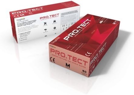 Unigloves PRO.TECT GA0024 Diamond Grip Nitrile Examination Gloves, Large, Set of 50