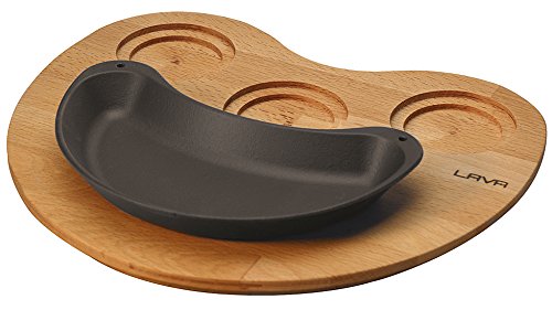 Planche en bois avec fajitaplatte Paderno pour vos soirées tacos et grillades