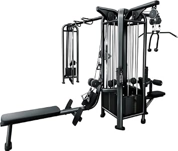 French Fitness FFB Black 5 Stack Multi Jungle Gym Customizable Stations, Group Training, Durable 11 Gauge Steel Frame