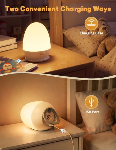 4.7" MediAcous Egg Touch Control Rechargeable LED Night Light for Kids & Nursery - image 7