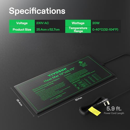 Image of VIVOSUN 10 inch x 20.75 inch Durable Waterproof Seedling Heat Mat