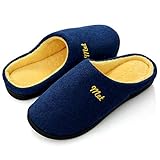  BIGU Zapatillas de Estar por Casa Hombre Invierno Memory Foam Pantuflas Peluche Algodón Suela de Goma Antideslizante