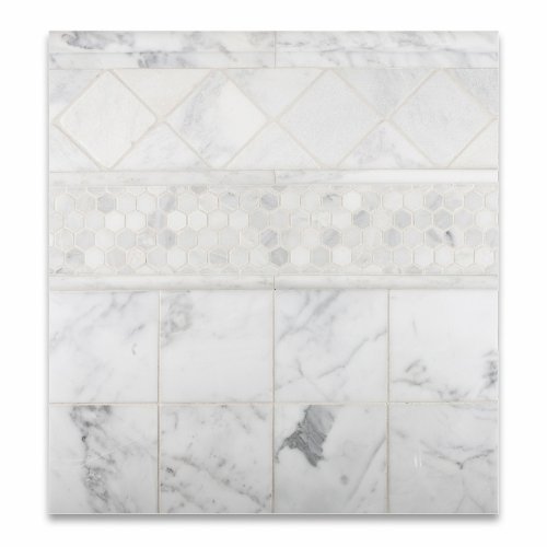 Bianco Carrara White Marble Honed 1" Mini Hexagon Mosaic Tile - Box of 5 sq. ft.