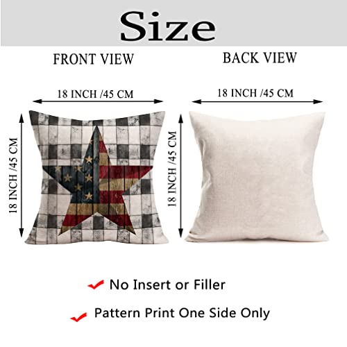 Royalours Throw Pillow Covers Patriotic American Flag July 4Th Farmhouse Pillow Cover Vintage Star Independence Day Sign Cushion Cover Home Decor 18X18 Inch Cotton Linen For Sofa Bed Car(Star) #TOP3