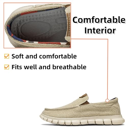 Mens Canvas Loafers Fashion Casual Breathable Lightweight Slip on Shoes Comfortable Walking Outdoor Driving Shoes3