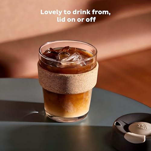 Image of Glass Coffe Mug with Lid and Straw, Reusable Sipper Bottle with Leather Sleeve Glasss Coffee Mug with Silicone Straw and Leakproof Lid Tumbler for Coffee (Coffee Mug)