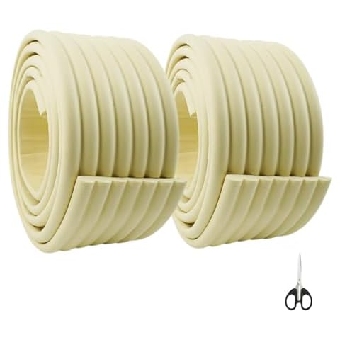 2PCS Edge Protector,6.6ft Corner Protector for Furniture,Bunk Bed Ladder Pads,Edge Protectors for Furniture,Stair Edge Protector,Edge Protector for Baby, Corner Guard for Table with Scissor(Cream) Cover
