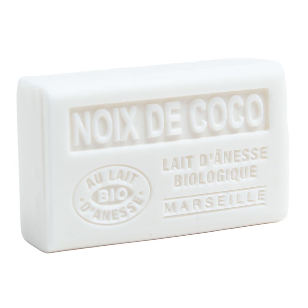 Label Provence Savon de Marseille - French Soap Made With Fresh Organic Donkey Milk - Coconut Fragrance -