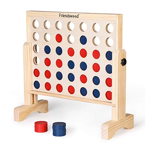 A11N 4-in-a-Row Game with Carrying Bag | Oversized 20x20 inch Board | Premium Wooden 4 Connect Game for Family Fun