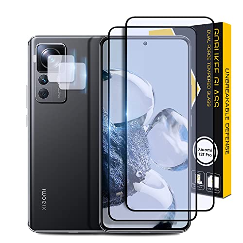 GOBUKEE[2+2} Kompatibel für Xiaomi 12T Pro Panzerglas Displayschutz X 2 und Kameraschutz X 2, Anti-Shock, Anti Fingerprint, HD Clear, Bubble Free, Linsenschutz ohne Blitzunterbrechung schutzfolie Cover
