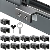 Sliding Window Locks (12 Sets), Security Window Locks with Keys, Adjustable Aluminum Sliding Window Stops, Easy Installation Without Drilling, for Vertical and Horizontal Sliding Windows