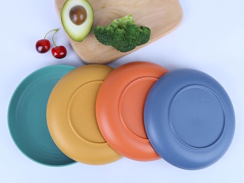 Image of 7.8 Inches Unbreakable Wheat Straw Plates - Reusable Plate Dinner Set - Dishwasher & Microwave Safe - Healthy, BPA Free & Eco-Friendly (7.8 Inches /6 Color H)