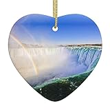 Keramik-Herzanhänger mit Wasserfall und Regenbogen, doppelseitiger Druck, Weihnachtsdekoration, für romantische Atmosphäre